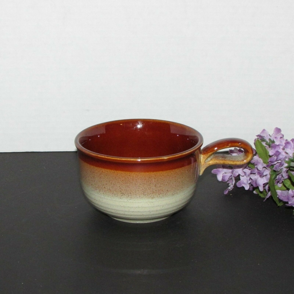 Stoneware Individual Casserole Soup Chili Bowl England Brown Tan Loop Handle